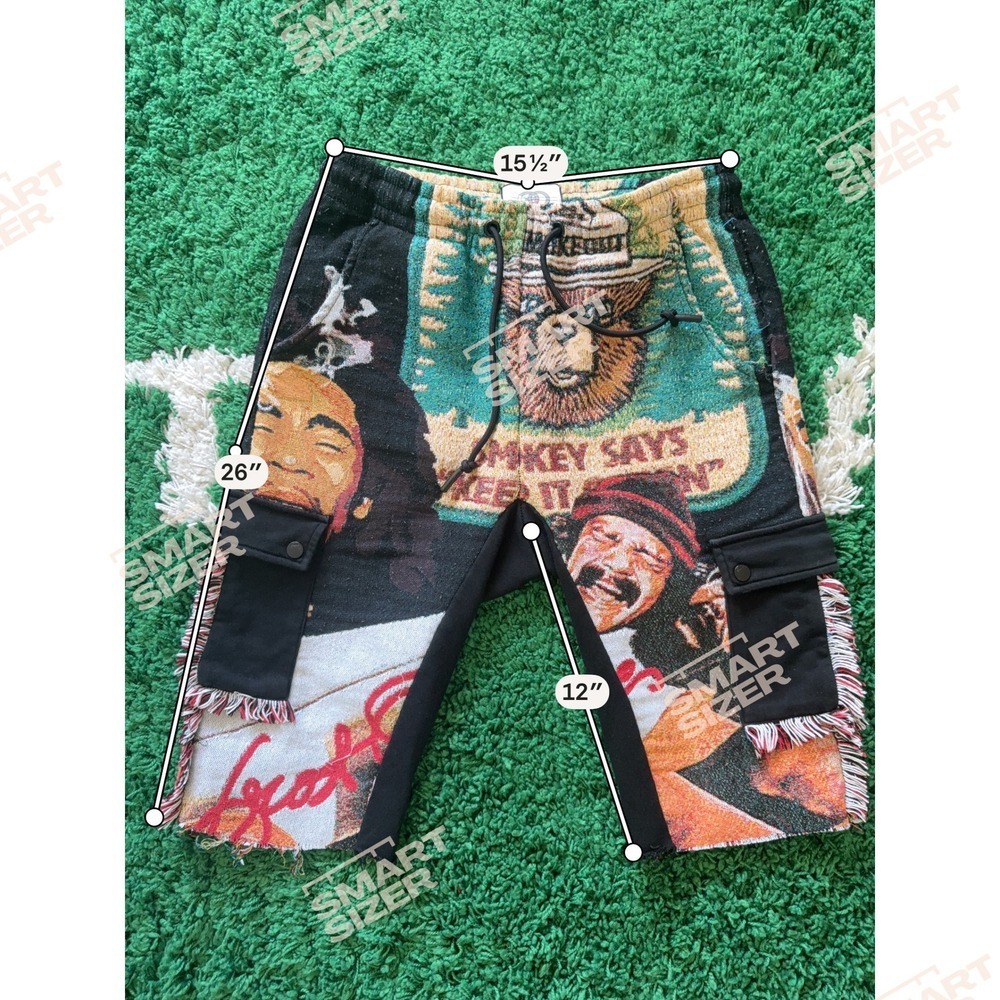 Frost Originals Smokey Says Keep It Green Tapestry Cargo Shorts Mens Small F1759